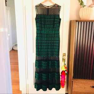 Customized TADASHI SOJI green + black evening gown